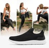 ALEADER Womens Slip On Energycloud Walking Shoes Stretch Knit Sneakers Breathable Athletic TennisBlackWhite