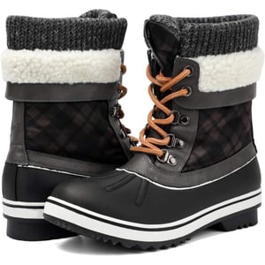 ALEADER Womens Fashion Waterproof Winter Snow BootsBlackGrey