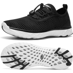 ALEADER Womens Stylish Water Shoes QuickDry Xdrain Water Sneakers Lightweight  Comfort FootedBlackWhite