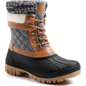 ALEADER Womens Winter Snow Boots  Waterproof Shell  Duck BootsBrown Grey