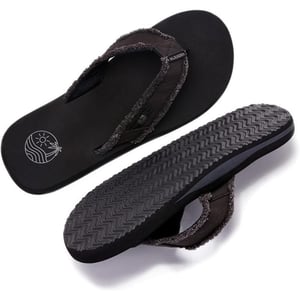 ALEADER Mens Canvas Flip Flops Beach Thong Sandals Lightweight amp ComfortBlack