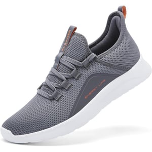 ALEADER Mens Energycloud Slip On Running Walking Shoes Cushion Lightweight SneakersDark GreyOrange