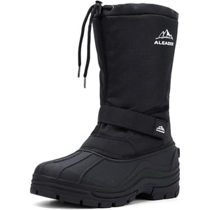 ALEADER Mens Winter Waterproof Insulated Shell Warm Inner Comfortable Outdoor Snow BootsBlackBuckle