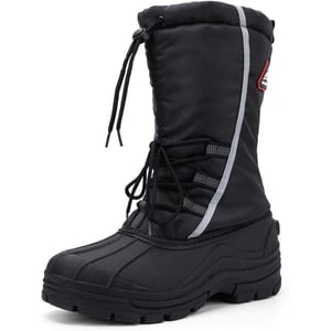 ALEADER Mens Winter Waterproof Snow Boots Insulated Shell Comfort Warm InnerBlackElastic Lace