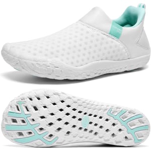 Womens Hydro Barefoot Water Shoes  Ultra Lightweight Drain Sole  QuickDry Tech Upper  Beach amp River Water ShoeWhiteAqua