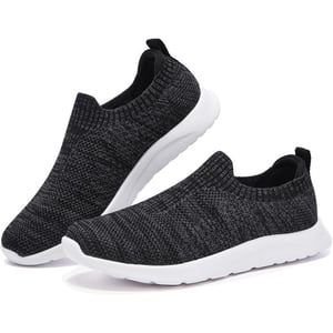 ALEADER Womens Slip On Comfort Walking Shoes Lightweight Stretch Knit Sneakers Breathable Athletic TennisBlack White