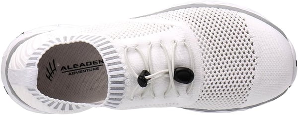 Aleader Mens Mesh Slip On Water ShoesWhiteGray Knit