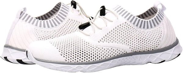 Aleader Mens Mesh Slip On Water ShoesWhiteGray Knit