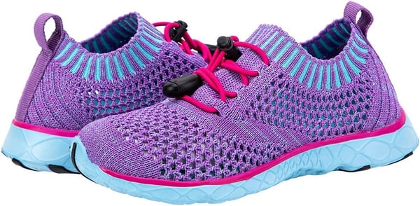 ALEADER Kids Slipon Quick Dry Water Shoes ToddlerLittle KidBig KidPurpleLight BlueKnit