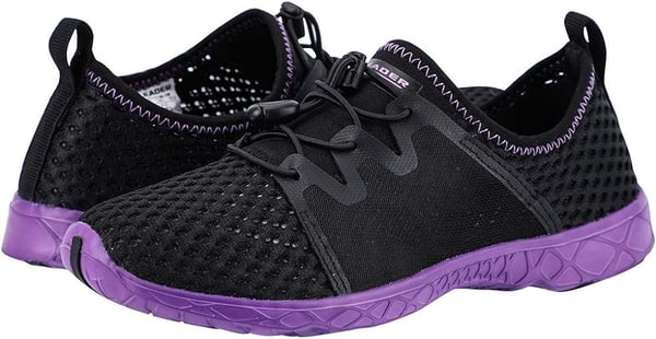 Aleader Womens Quick Drying Aqua Water ShoesEBlackPurple