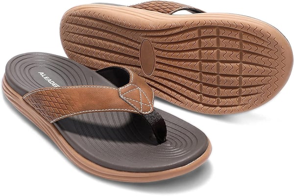 ALEADER Mens Flip Flops Arch Support Beach Thong Sandals with Soft Cushion Footbed Allday Comfort WaterfriendlyALEADER Mens Flip Flops Arch Support Beach Thong Sandals with Soft Cushion Footbed Allday Comfort Waterfriendly