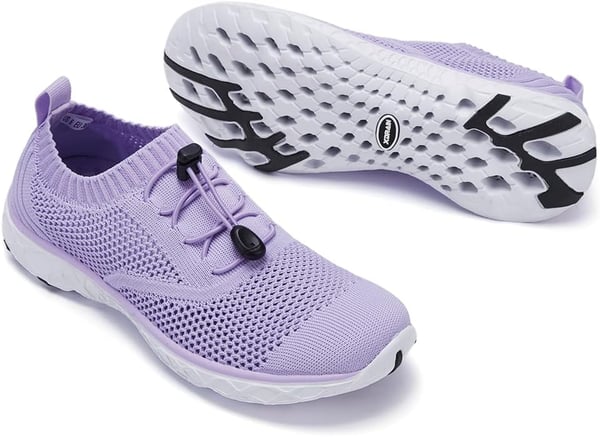 ALEADER Womens Lightweight Aqua Water Shoes Slipon Quick Drying Swim ShoesLight Purple