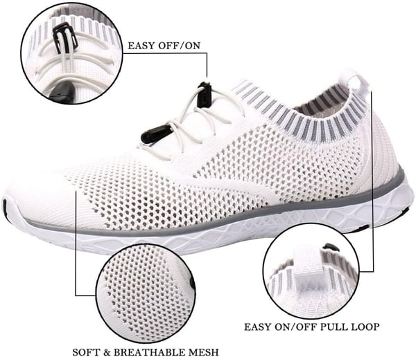 ALEADER Womens Lightweight Aqua Water Shoes Slipon Quick Drying Swim ShoesBWhiteGray