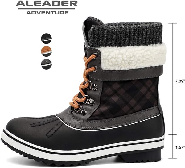 ALEADER Womens Fashion Waterproof Winter Snow BootsBlackGrey