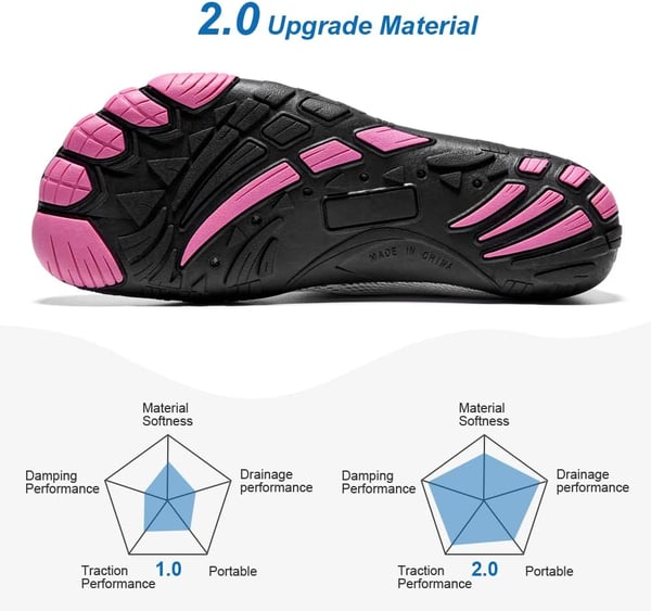 hiitave Womens Water Shoes Quick Dry Barefoot for Swim Diving Surf Aqua Sports Pool Beach Walking YogaALight GrayPurple