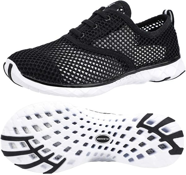 ALEADER Lightweight Water Shoes for Women Mesh Quick Drying Aqua ShoesBlack