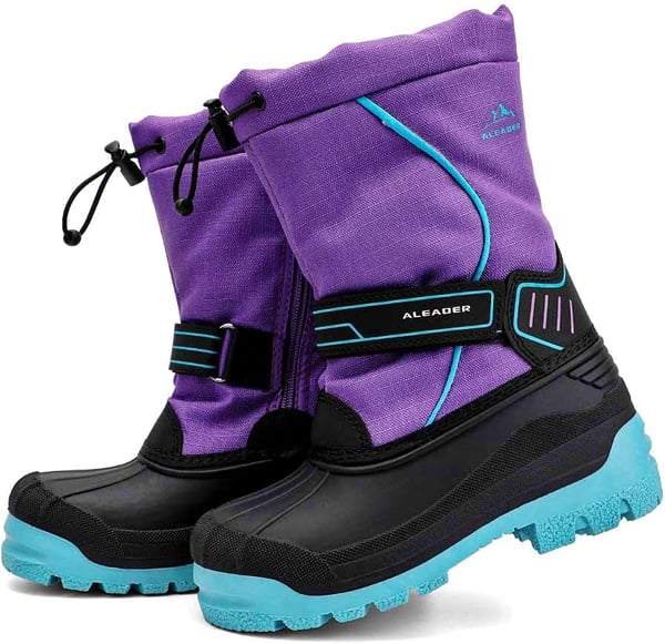 ALEADER Kids Outdoor Snow Boots Insulated Boys Girls Waterproof Winter Boots Little KidBig KidPurple