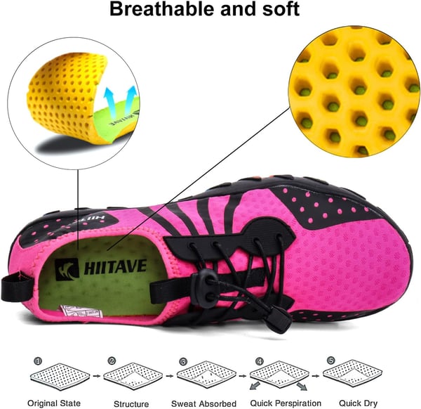 HIITAVE Womens Aqua Beach Water Shoes Quick Dry Barefoot Swim Socks for Surf Pool River Walking Diving Water SportsFushia