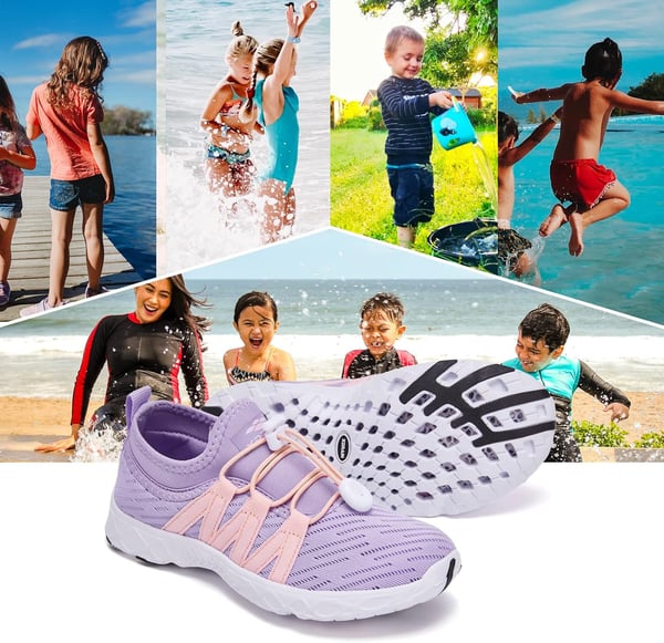 ALEADER Kids Slipon Quick Dry Water Shoes ToddlerLittle KidBig KidPurplePink