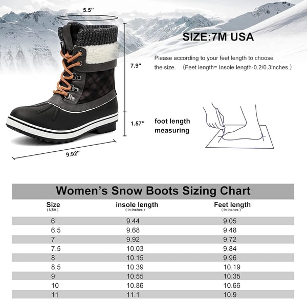 ALEADER Womens Fashion Waterproof Winter Snow BootsBlackGrey