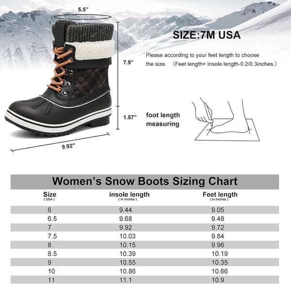 ALEADER Womens Fashion Waterproof Winter Snow BootsBlack