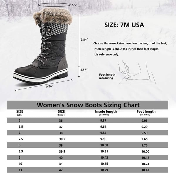 ALEADER Womens Winter Boots Waterproof Cold Weather Snow BootsGrey