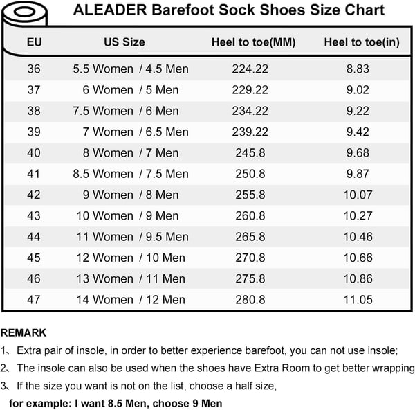 ALEADER Barefoot Sock Shoes for Men and Women  Lifting Shoes Zero Drop Minimalist Toe  MultiOccasion Ultra Portable Water Shoes  ECO VeganBlack White