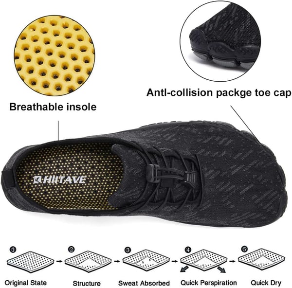 HIITAVE Men Barefoot Water Shoes Beach Aqua Socks Quick Dry for Outdoor Sport Hiking Swiming SurfingBlack