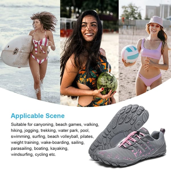 HIITAVE Women Barefoot Water Shoes Breathable Beach Shoes Minimalist for Outdoor HikingGreypink