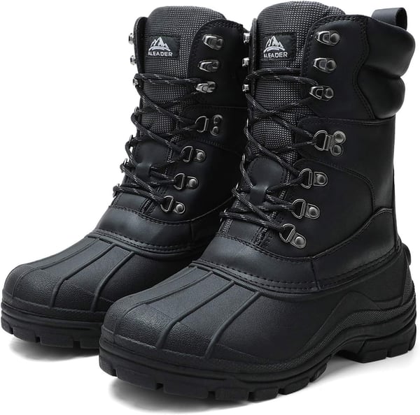 ALEADER Mens Waterproof Winter Snow Boots Outdoor Insulated BootsBlack Pu01