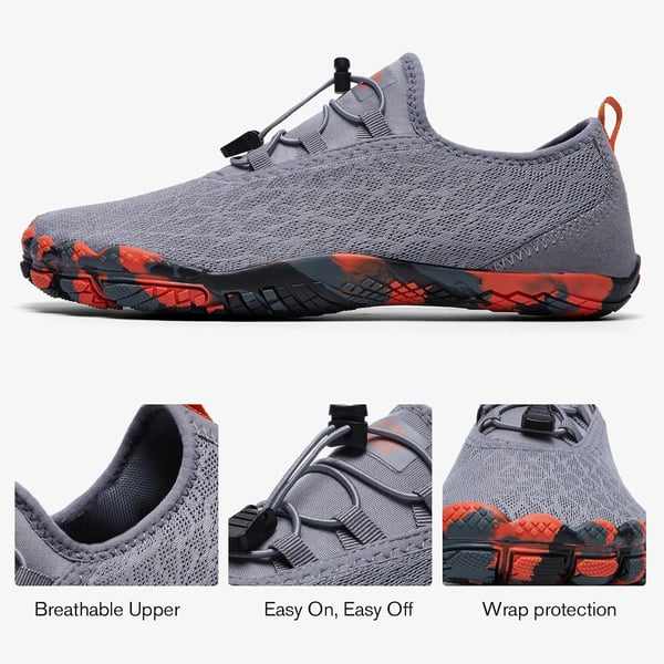 ALEADER Barefoot Water Shoes Men Non Slip Swim Beach Shoes for Hiking Walking RiverDark GreyOrange