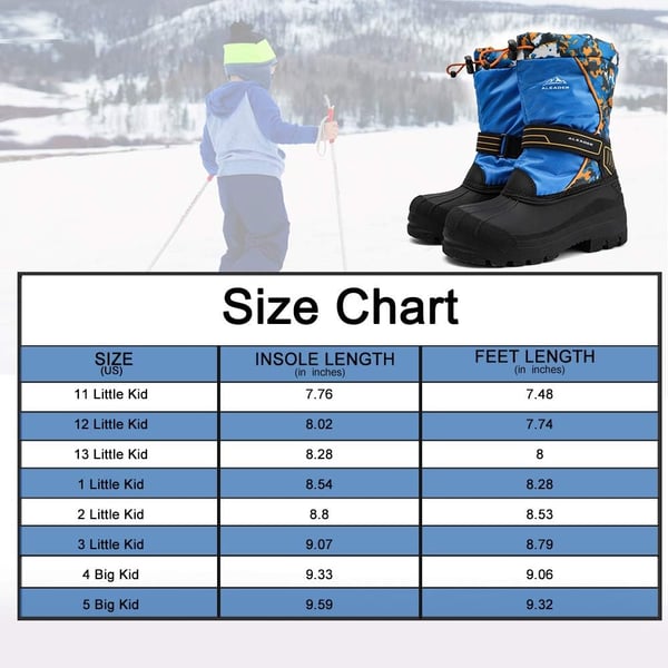 ALEADER Kids Outdoor Snow Boots Insulated Boys Girls Waterproof Winter Boots Little KidBig KidBlue Print