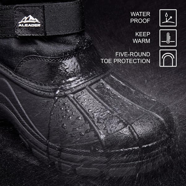 ALEADER Mens Winter Waterproof Insulated Shell Warm Inner Comfortable Outdoor Snow BootsBlack400g Thinsulate