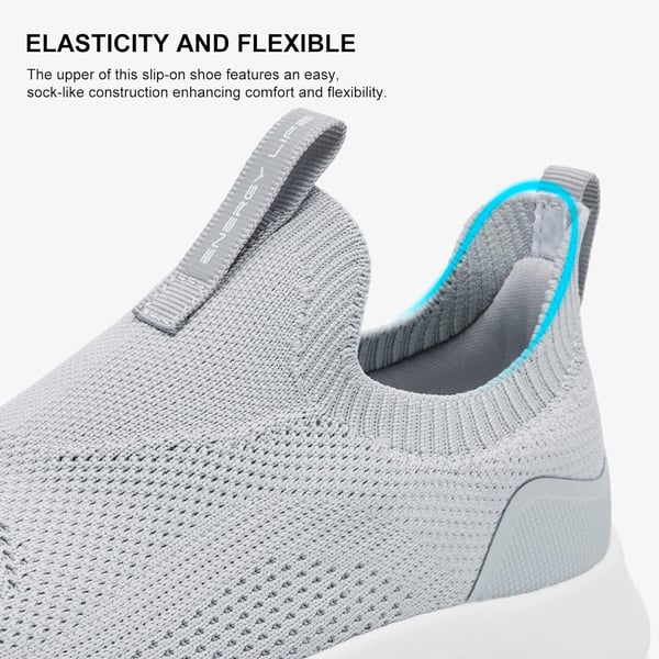 ALEADER Womens Slip On Energycloud Walking Shoes Stretch Knit Sneakers Breathable Athletic TennisLightGray