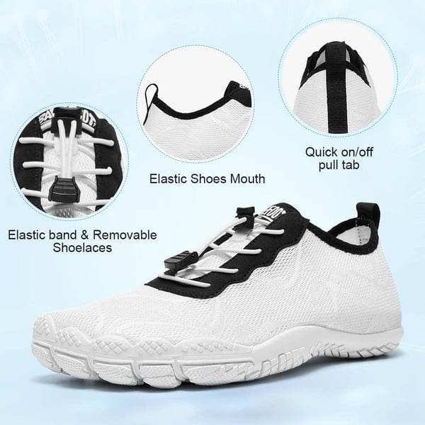 HIITAVE Men Barefoot Water Shoes Beach Aqua Socks Quick Dry for Outdoor Sport Hiking Swiming SurfingWhiteBlack