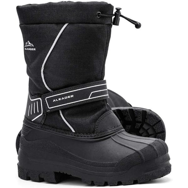 ALEADER Kids Outdoor Snow Boots Insulated Boys Girls Waterproof Winter Boots Little KidBig KidBlack