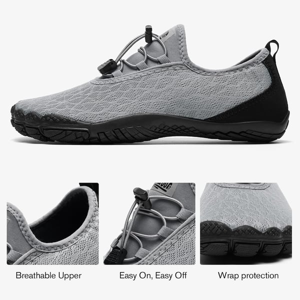 ALEADER Barefoot Water Shoes Men Non Slip Swim Beach Shoes for Hiking Walking RiverDark GrayBlack