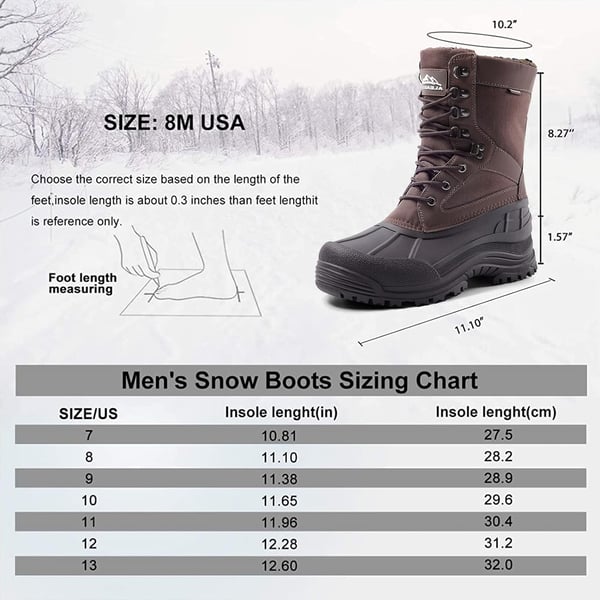 ALEADER Mens Waterproof Insulated Winter Snow BootsDark Brown