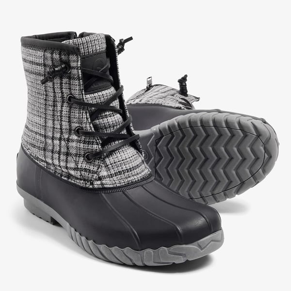 ALEADER Women Winter Snow Boots Waterproof Lined Insulated with Zipper Duck BootsBlackGrey