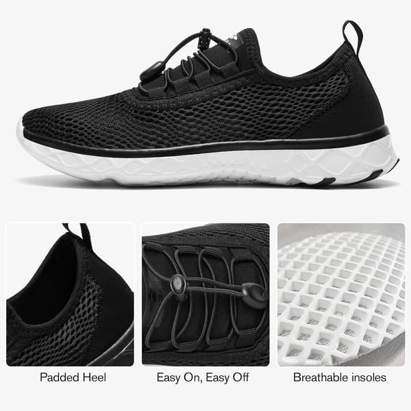 ALEADER Womens Stylish Water Shoes QuickDry Xdrain Water Sneakers Lightweight  Comfort FootedBlackWhite