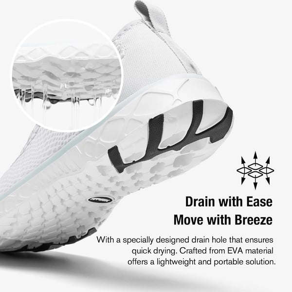 ALEADER Womens Stylish Water Shoes QuickDry Xdrain Water Sneakers Lightweight  Comfort FootedWhiteLtgray