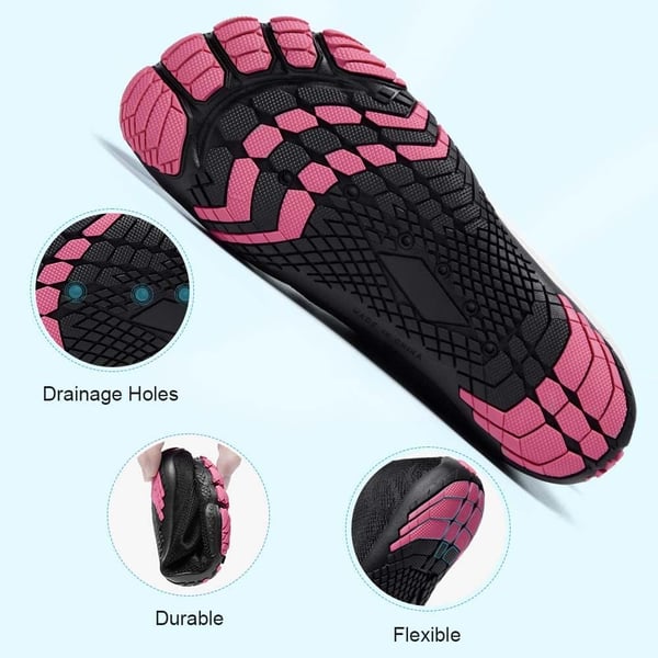 hiitave Womens Water Shoes Quick Dry Barefoot for Swim Diving Surf Aqua Sports Pool Beach Walking YogaBlackFushia