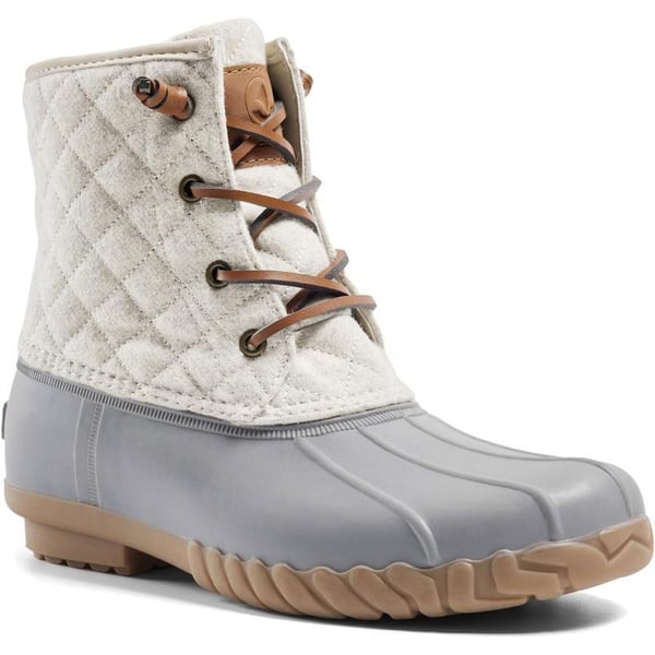 ALEADER Women Winter Snow Boots Waterproof Lined Insulated with Zipper Duck BootsBeige