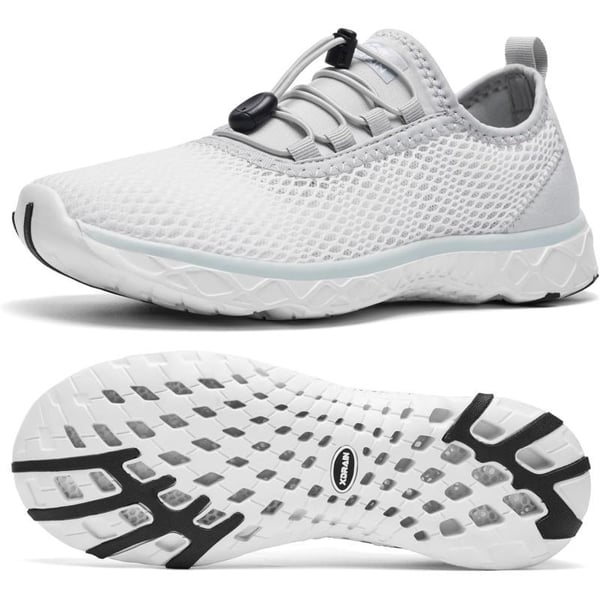 ALEADER Womens Stylish Water Shoes QuickDry Xdrain Water Sneakers Lightweight  Comfort FootedWhiteLtgray