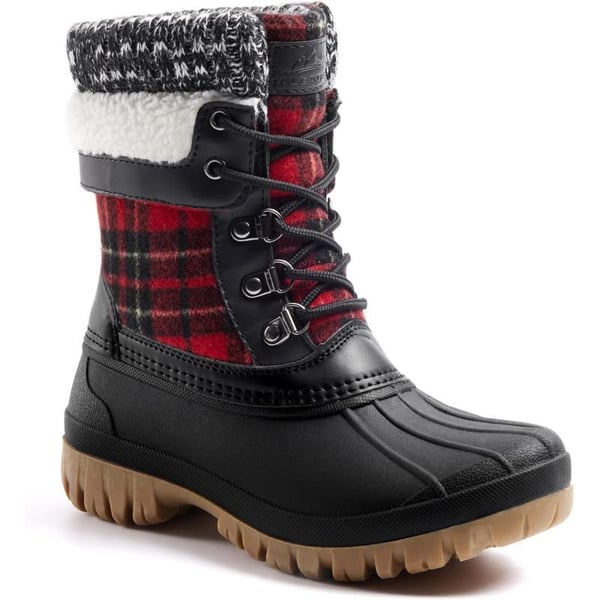 ALEADER Womens Winter Snow Boots  Waterproof Shell  Duck BootsBlackRed