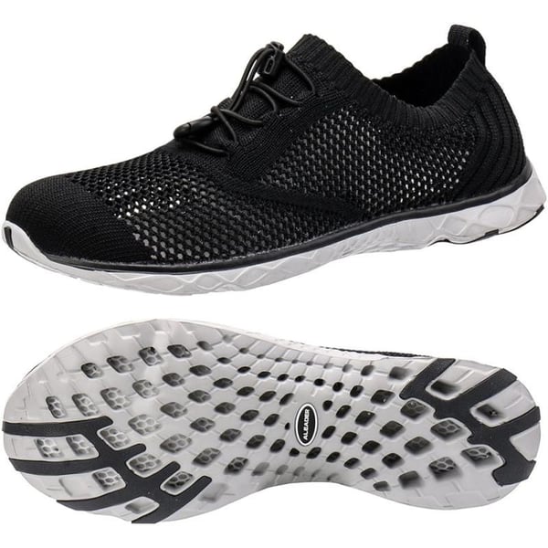 Aleader Mens Mesh Slip On Water ShoesBlackGray Knit