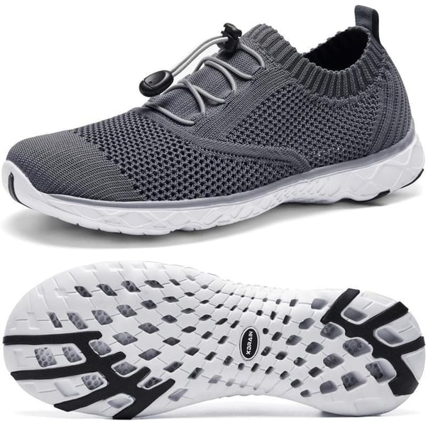 Aleader Mens Mesh Slip On Water ShoesDark GreyWhite