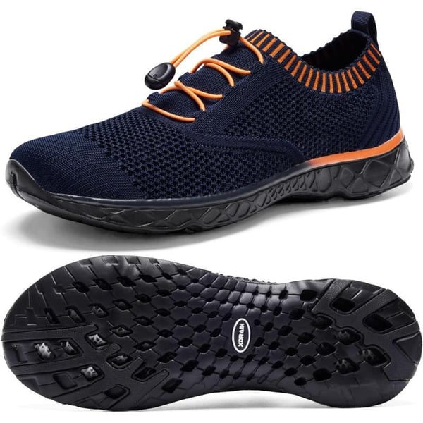 Aleader Mens Mesh Slip On Water ShoesNavy Orange