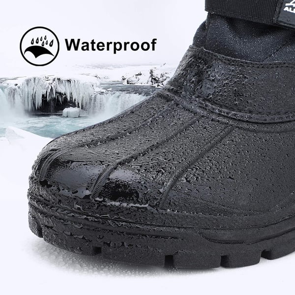 ALEADER Mens Insulated Waterproof Outdoor Warm Snow BootsBlackBuckle