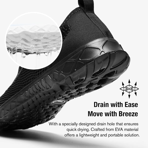 ALEADER Mens Stylish Water Shoes QuickDry Xdrain Water Sneakers Lightweight  Comfort FootedAll Black